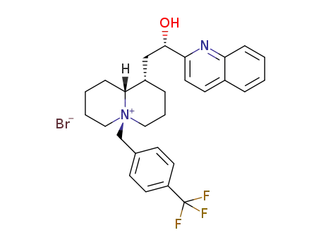 Molecular Structure of 211229-26-4 ((1S,2'S,5S,10R)-1-[2'-hydroxy-2'-(quinolin-2''-yl)ethyl]-N-(4-trifluoromethyl)benzylquinolizidinium bromide)