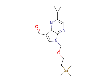 Molecular Structure of 1185428-36-7 (2-cyclopropyl-5-(2-trimethylsilanyl-ethoxymethyl)-5Hpyrrolo[2,3-b]pyrazine-7-carbaldehyde)