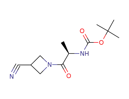 Molecular Structure of 1334674-98-4 ([(R)-2-(3-cyanoazetidin-1-yl)-1-methyl-2-oxo-ethyl]-carbamic acid tert-butyl ester)