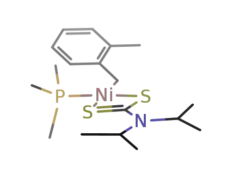 Molecular Structure of 98170-46-8 (Ni(CH<sub>2</sub>C<sub>6</sub>H<sub>4</sub>CH<sub>3</sub>)(S<sub>2</sub>CN(CH(CH<sub>3</sub>)2)2)(P(CH<sub>3</sub>)3))