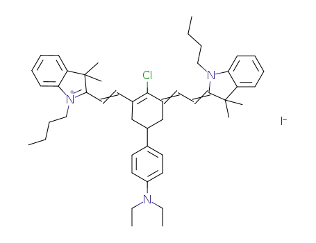 2-[2-chloro-3-[2-(1,3-dihydro-1-butyl-3,3-dimethyl-2H-indolidine)ethyl-1-cyclohexyl]ethyl-5-(4-diethylamino)benzene]-1-butyl-3,3-dimethylindoline iodide