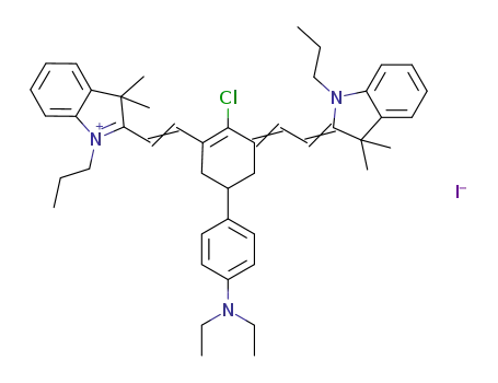 2-[2-chloro-3-[2-(1,3-dihydro-1-propyl-3,3-dimethyl-2H-indolidine)ethyl-1-cyclohexyl]ethyl-5-(4-diethylamino)benzene]-1-propyl-3,3-dimethylindoline iodide
