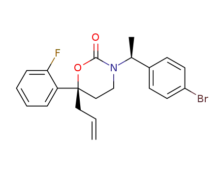 Molecular Structure of 1114086-18-8 ((R)-6-allyl-3-((S)-1-(4-bromophenyl)ethyl)-6-(2-fluorophenyl)-1,3-oxazinan-2-one)