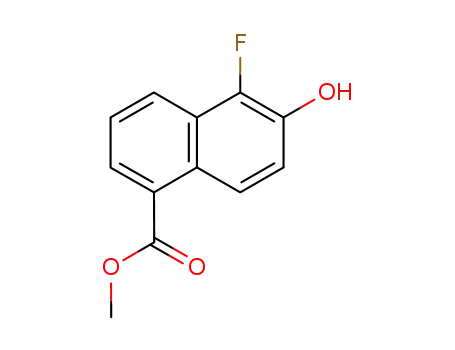 Molecular Structure of 388622-47-7 (5-Fluoro-6-hydroxy-naphthalene-1-carboxylic acid methyl ester)