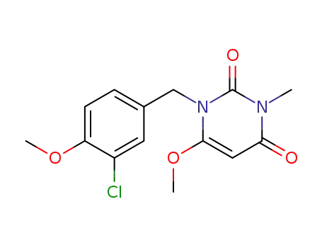 Molecular Structure of 121593-84-8 (1-(3-chloro-4-methoxybenzyl)-6-methoxy-3-methylpyrimidine-2,4(1H,3H)-dione)