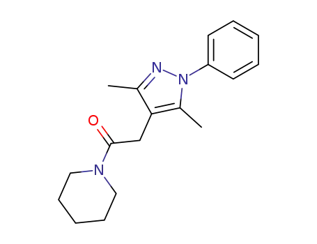Molecular Structure of 125103-55-1 (1-[(3,5-dimethyl-1-phenyl-1H-pyrazol-4-yl)acetyl]piperidine)