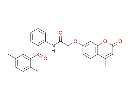 Molecular Structure of 128649-90-1 (N-[2-(2,5-Dimethyl-benzoyl)-phenyl]-2-(4-methyl-2-oxo-2H-chromen-7-yloxy)-acetamide)