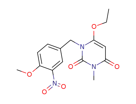 Molecular Structure of 121593-86-0 (6-ethoxy-1-(4-methoxy-3-nitrobenzyl)-3-methylpyrimidine-2,4(1H,3H)-dione)
