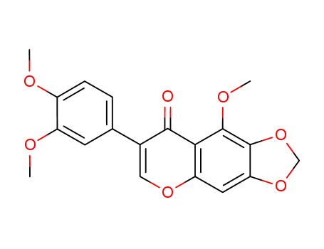 Molecular Structure of 2798-43-8 (8H-1,3-Dioxolo[4,5-g][1]benzopyran-8-one,
7-(3,4-dimethoxyphenyl)-9-methoxy-)