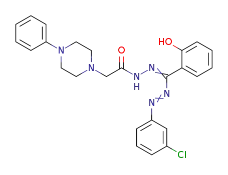 (6E)-6-([2-(3-chlorophenyl)hydrazinyl]{(E)-[(4-phenylpiperazin-1-yl)acetyl]diazenyl}methylidene)cyclohexa-2,4-dien-1-one