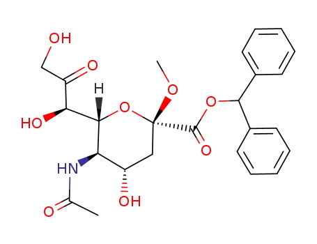 (2S,4S,5R,6R)-5-Acetylamino-6-((R)-1,3-dihydroxy-2-oxo-propyl)-4-hydroxy-2-methoxy-tetrahydro-pyran-2-carboxylic acid benzhydryl ester