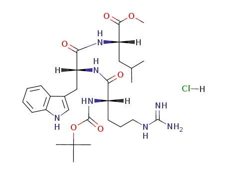Molecular Structure of 128719-64-2 (N-tert-butoxycarbonyl-L-arginyl(HCl)-D-tryptophyl-L-leucine methyl ester)