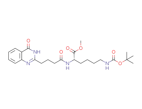Molecular Structure of 1310488-10-8 (methyl 6-(tert-butoxycarbonylamino)-2-(4-(4-oxo-3,4-dihydroquinazolin-2-yl)butanamido)hexanoate)