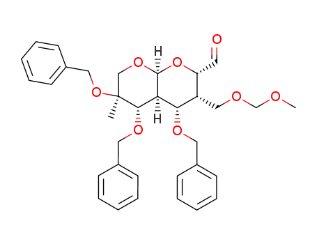 2,3,5-tri-O-benzyl-4,6-dideoxy-4-C-(1'-formyl)-(1'S)-6-C-(1-methoxymethoxymethyl)-2-C-methyl-8-aldehydo-D-talo-L-threo-1,1':1',7-bipyranoside-ocitol