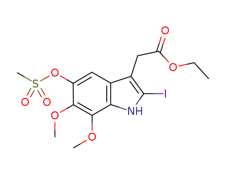 3-((ethoxycarbonyl)methyl)-2-iodo-6,7-dimethoxy-1H-indol-5-yl methanesulfonate