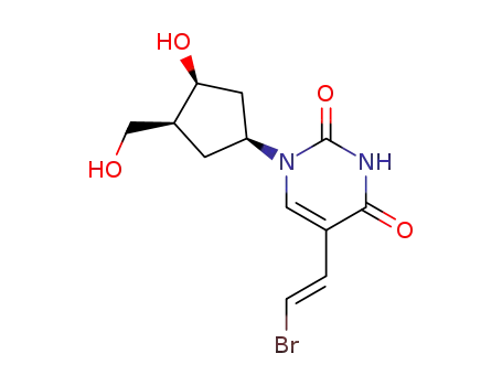 Molecular Structure of 120963-50-0 (5-[(E)-2-bromoethenyl]-1-[(1S,3R,4S)-3-hydroxy-4-(hydroxymethyl)cyclopentyl]pyrimidine-2,4(1H,3H)-dione)