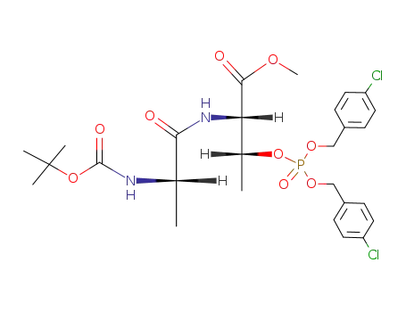 Molecular Structure of 128858-38-8 ((2S,3R)-3-[Bis-(4-chloro-benzyloxy)-phosphoryloxy]-2-((S)-2-tert-butoxycarbonylamino-propionylamino)-butyric acid methyl ester)