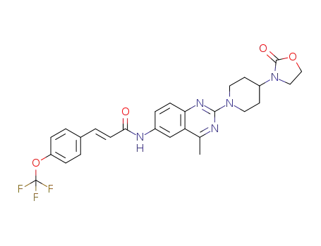 Molecular Structure of 1374856-16-2 ((E)-N-(4-methyl-2-(4-(2-oxooxazolidin-3-yl)piperidin-1-yl)quinazolin-6-yl)-3-(4-(trifluoromethoxy)phenyl)acrylamide)