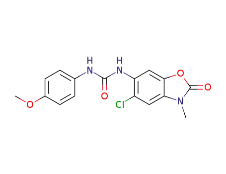 Molecular Structure of 1383813-07-7 (1-(4-methoxyphenyl)-3-(5-chloro-3-methyl-2-oxo-3H-benzoxazole-6-yl)urea)