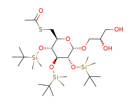 Molecular Structure of 265312-96-7 (3-O-[2,3,4-tri-O-(tert-butyldimethylsilyl)-6-deoxy-6-thioacetyl-α-D-glucopyranosyl]-glycerol)