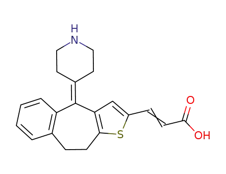 Molecular Structure of 1176738-35-4 (3-(4-piperidin-4-ylidene-9,10-dihydro-4H-1-thiabenzo[f]azulen-2-yl)acrylic acid)
