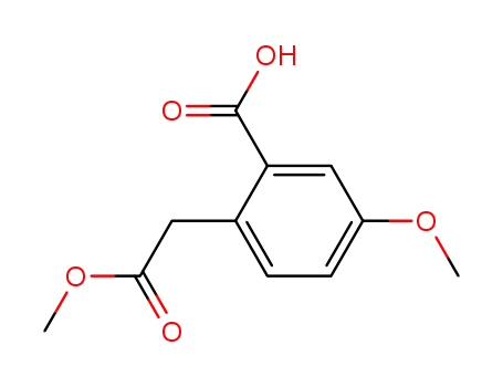 Molecular Structure of 94584-06-2 (5-methoxy-2-(2-methoxy-2-oxoethyl)benzoic acid)