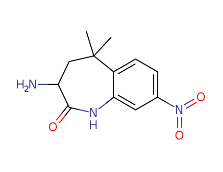 Molecular Structure of 1022972-70-8 (3-amino-5,5-dimethyl-8-nitro-4,5-dihydro-1H-benzo[b]azepin-2(3H)-one)