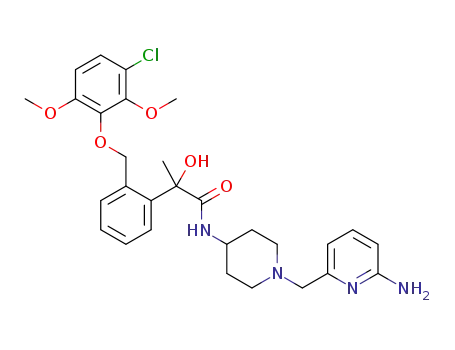 Molecular Structure of 1323264-26-1 (N-{1-[(6-aminopyridin-2-yl)methyl]piperidin-4-yl}-2-{2-[(3-chloro-2,6-dimethoxyphenoxy)methyl]phenyl}-2-hydroxypropanamide)