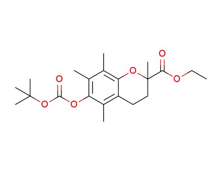 Molecular Structure of 1375483-09-2 (6-tert-butoxycarbonyloxy-2,5,7,8-tetramethyl-chroman-2-carboxylic acid ethyl ester)