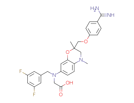 2-((2-((4-carbamimidoylphenoxy)methyl)-2,4-dimethyl-3,4-dihydro-2H-1,4-benzoxazin-7-yl)(3,5-difluorobenzyl)amino)acetic acid