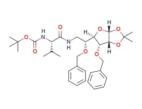 tert-butyl 1-(2-(benzyloxy)-2-((3aR,5R,6aR)-6-(benzyloxy)-2,2-dimethyltetrahydro-furo[2,3-d][1,3]dioxol-5-yl)ethylamino)-3-methyl-1-oxobutan-2-ylcarbamate