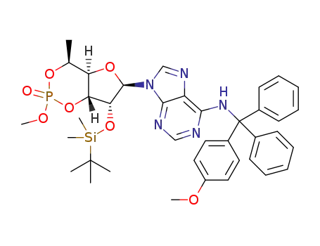 {9-[7-(tert-butyl-dimethyl-silanyloxy)-2-methoxy-4-methyl-2-oxo-tetrahydro-2l5-furo[3,2-d][1,3,2]dioxaphosphinin-6-yl]-9H-purin-6-yl}-[(4-methoxy-phenyl)-diphenyl-methyl]-amine