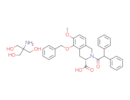 (S)-2-(diphenylacetyl)-1,2,3,4-tetrahydro-6-methoxy-5-(phenylmethoxy)-3-isoquinoline carboxylic acid, tromethamine salt