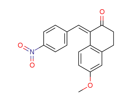 Molecular Structure of 1381993-43-6 ((E)-1-(4-nitrobenzylidene)-6-methoxy-3,4-dihydronaphthalen-2(1H)-one)