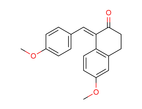 Molecular Structure of 1381993-31-2 ((E)-1-(4-methoxybenzylidene)-6-methoxy-3,4-dihydronaphthalen-2(1H)-one)