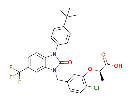 (2R)-2-[2-chloro-5-[[3-(4-tert-butylphenyl)-2-oxo-6-trifluoromethylbenzimidazol-1-yl]methyl]phenoxy]propanoic acid