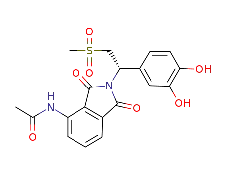 Molecular Structure of 1384439-79-5 ((S)-N-(2-(1-(3,4-dihydroxyphenyl)-2-(methylsulfonyl)ethyl)-1,3-dioxoisoindolin-4-yl)acetamide)