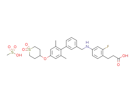 3-{4-[({4'-[(1,1-dioxidotetrahydro-2H-thiopyran-4-yl)oxy]-2',6'-dimethylbiphenyl-3-yl}methyl)amino]-2-fluorophenyl}propanoic acid methanesulfonate