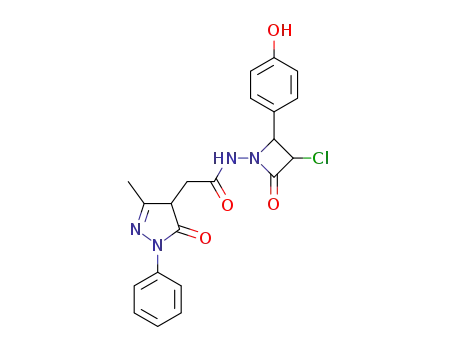 2-(4,5-dihydro-3-methyl-5-oxo-1-phenyl-1H-pyrazol-4-yl)-acetamide-(3-chloro-4-(p-hydroxy)phenylazetidin-2-one)