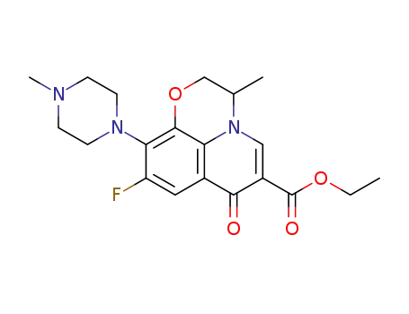 Molecular Structure of 107884-32-2 (ethyl (+/-)-9-fluoro-2,3-dihydro-3-methyl-10-(4-methyl-1-piperazinyl)-7-oxo-7H-pyrido[1,2,3-de]-1,4-benzoxazine-6-carboxylate)