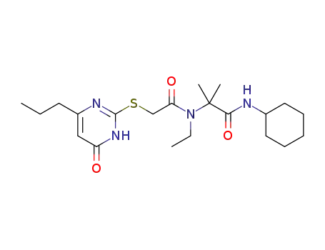 Molecular Structure of 1379463-49-6 (N-cyclohexyl-2-(N-ethyl-2-((6-oxo-4-propyl-1,6-dihydropyrimidin-2-yl)thio)acetamido)-2-methylpropanamide)