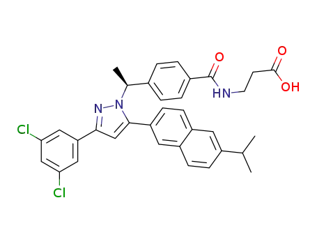 N-({4-[(1S)-1-{3-(3,5-dichlorophenyl)-5-[6-(propan-2-yl)naphthalen-2-yl]-1H-pyrazol-1-yl}ethyl]phenyl}carbonyl)-β-alanine