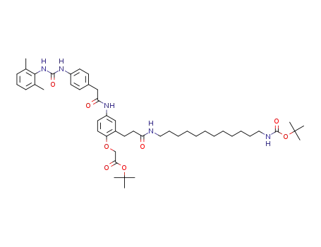 tert-butyl (2-[3-({12-[(tert-butoxycarbonyl)amino]dodecyl}amino)-3-oxopropyl]-4-{[(4-{[(2,6-dimethylphenyl)carbamoyl]amino}phenyl)acetyl]amino}phenoxy)acetate
