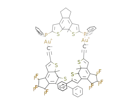 (C<sub>6</sub>H<sub>5</sub>)2PC<sub>4</sub>HS(CH<sub>3</sub>)C<sub>5</sub>H<sub>6</sub>C<sub>4</sub>HS(CH<sub>3</sub>)P(C<sub>6</sub>H<sub>5</sub>)2[C<sub>6</sub>H<sub>5</sub>C<sub>4</sub>HS(CH<sub>3</sub>)C<sub>5</sub>F<sub>6</sub>C<sub>4</sub>HS(CH<sub>3</sub>)CCAu]2