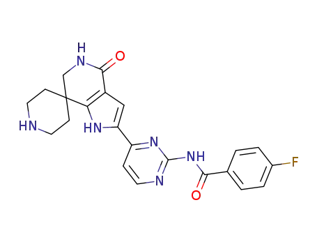 4-fluoro-N-(4-(4'-oxo-1',4',5',6'-tetrahydrospiro[piperidine-4,7'-pyrrolo[3,2-c]pyridine]-2'-yl)pyrimidin-2-yl)benzamide