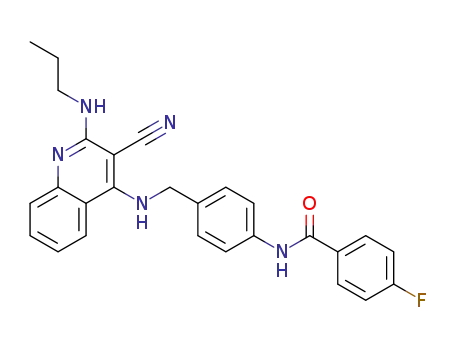 Molecular Structure of 1356125-48-8 (N-[4-[[(3-cyano-2-(propylamino)quinolin-4-yl)amino]methyl]phenyl]-4-fluorobenzamide)