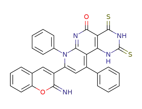 5,6,7,8-tetrahydro-2-(2-imino-2H-chromen-3-yl)-1,4-diphenyl-6,8-dithioxopyrimido[5,4-c][1,8]naphthyridin-9(1H)-one