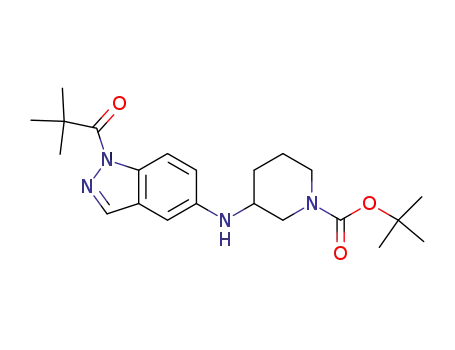 Molecular Structure of 1035096-75-3 (tert-butyl 3-(1-pivaloyl-1H-indazol-5-ylamino)piperidine-1-carboxylate)