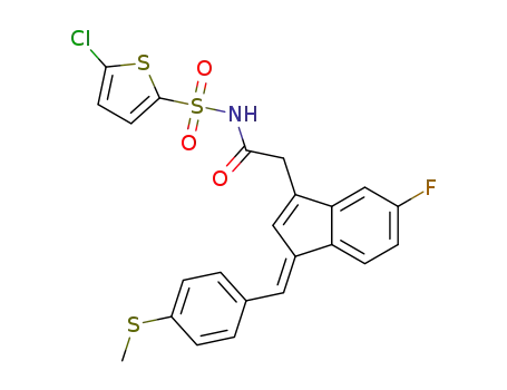 (E)-N-(5-chlorothiophen-2-ylsulfonyl)-2-(5-fluoro-1-(4-(methylthio)benzylidene)-1H-inden-3-yl)acetamide