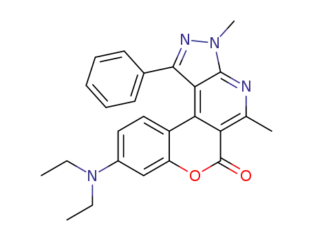 Molecular Structure of 1366003-77-1 (9-diethylamino-3,5-dimethyl-1-phenyl-[1]-benzopyrano-[4,3-d]-pyrazolo-[3,4-b]-pyridine-6-one)
